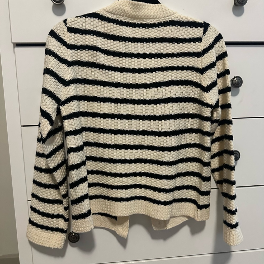 Striped Black and Cream Women's Sweater​ - Picture 3 of 4